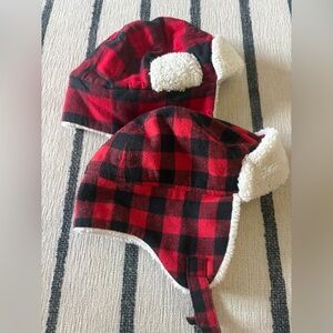 Old Navy Red and Black Buffalo Plaid Sherpa Trapper Hat